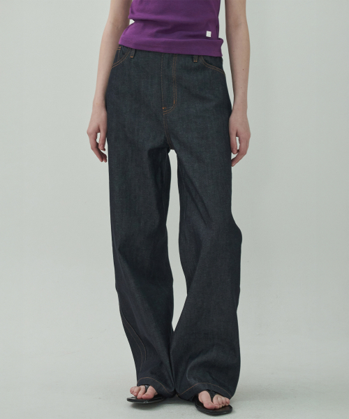MOTT(モット)の「サイドルーズバンドデニム-ノンフェイデッドネイビー(デニムパンツ・レディース・その他・SMALL/MEDIUM)」の1枚目の写真