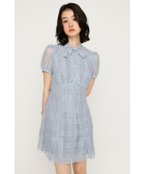 SLY(スライ)の「FRONT BOWTIE S/OP フロントボウタイショートワンピース 夏服 秋服 半袖 ミニワンピース(ワンピース・レディース・ブラック/ライトブルー/ブラック系その他2・2/1)」の5枚目の写真