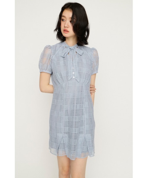 SLY(スライ)の「FRONT BOWTIE S/OP フロントボウタイショートワンピース 夏服 秋服 半袖 ミニワンピース(ワンピース・レディース・ブラック/ライトブルー/ブラック系その他2・2/1)」の7枚目の写真