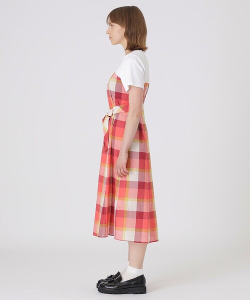 BLUE LABEL CRESTBRIDGE（ブルーレーベルクレストブリッジ）の「【一部店舗限定】CBチェックコットンリネンドッキングドレス（ワンピース・レディース・ライトブルー/グリーン系その他2/レッド系その他4・40/38/36）」の4枚目の写真