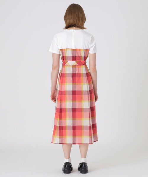 BLUE LABEL CRESTBRIDGE（ブルーレーベルクレストブリッジ）の「【一部店舗限定】CBチェックコットンリネンドッキングドレス（ワンピース・レディース・ライトブルー/グリーン系その他2/レッド系その他4・40/38/36）」の5枚目の写真