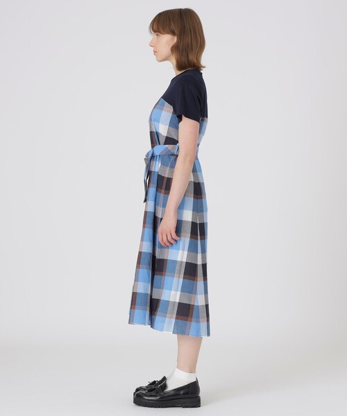 BLUE LABEL CRESTBRIDGE（ブルーレーベルクレストブリッジ）の「【一部店舗限定】CBチェックコットンリネンドッキングドレス（ワンピース・レディース・ライトブルー/グリーン系その他2/レッド系その他4・40/38/36）」の10枚目の写真