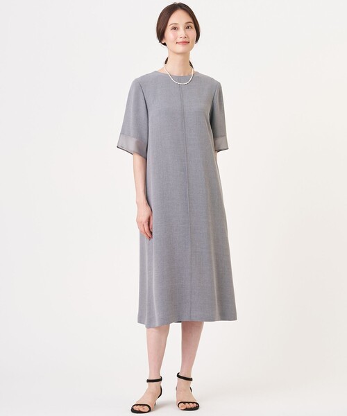 J.PRESS(ジェイプレス)の「【セットアップ対応】MELANGE ライトツイル ワンピース(ワンピース・レディース・ライトグレー系・T13/T15)」の2枚目の写真
