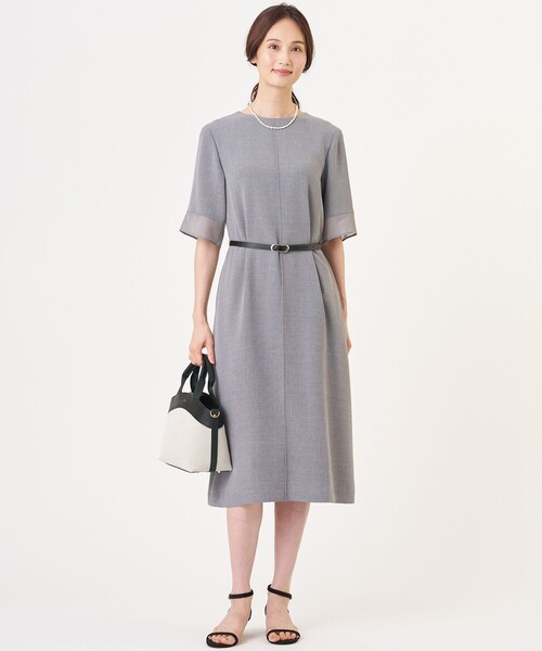 J.PRESS(ジェイプレス)の「【セットアップ対応】MELANGE ライトツイル ワンピース(ワンピース・レディース・ライトグレー系・T13/T15)」の3枚目の写真