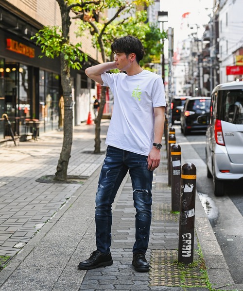 adamsJUGGLER(アダムスジャグラー)の「RTEGスプラッシュペイントデニムロングパンツ(デニムパンツ・メンズ・インディゴブルー/ブラック・XL/L/M)」の12枚目の写真
