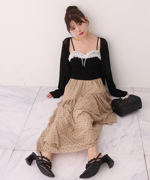 one after another NICE CLAUP(ワンアフターアナザーナイスクラップ)の「ティアードロングスカート(スカート・レディース・ブラック/モカ/オフホワイト・FREE)」の10枚目の写真
