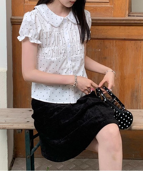 gossip!ロサンゼルス(ゴシップロサンゼルス)の「【Y2Kガーリー】 ドットシャーリングブラウス(Tシャツ/カットソー・レディース・ドット・M)」の15枚目の写真