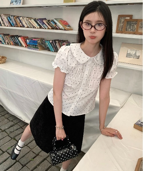 gossip!ロサンゼルス(ゴシップロサンゼルス)の「【Y2Kガーリー】 ドットシャーリングブラウス(Tシャツ/カットソー・レディース・ドット・M)」の8枚目の写真