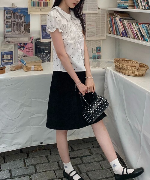 gossip!ロサンゼルス(ゴシップロサンゼルス)の「【Y2Kガーリー】 ドットシャーリングブラウス(Tシャツ/カットソー・レディース・ドット・M)」の5枚目の写真
