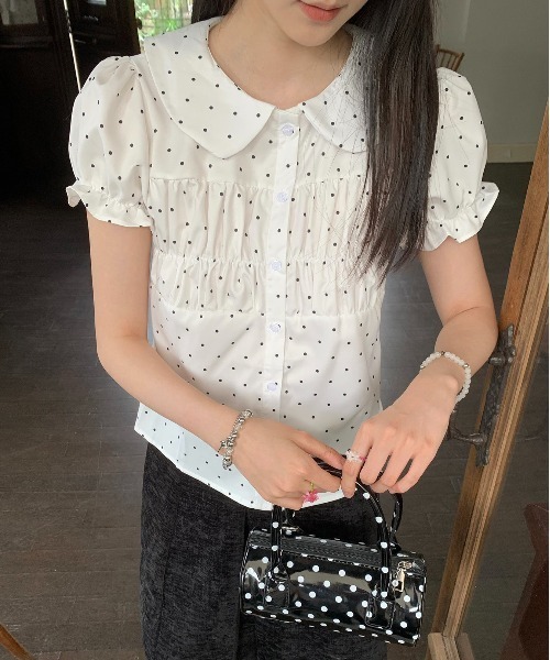 gossip!ロサンゼルス(ゴシップロサンゼルス)の「【Y2Kガーリー】 ドットシャーリングブラウス(Tシャツ/カットソー・レディース・ドット・M)」の3枚目の写真