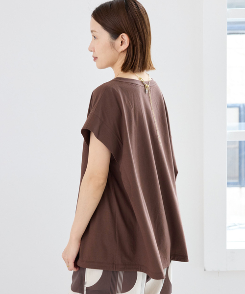IENA(イエナ)の「《追加/接触冷感》フレンチタックスリーブ ドロストTシャツ(Tシャツ/カットソー・レディース・ブラック/グレー/ブラウン・FREE)」の1枚目の写真