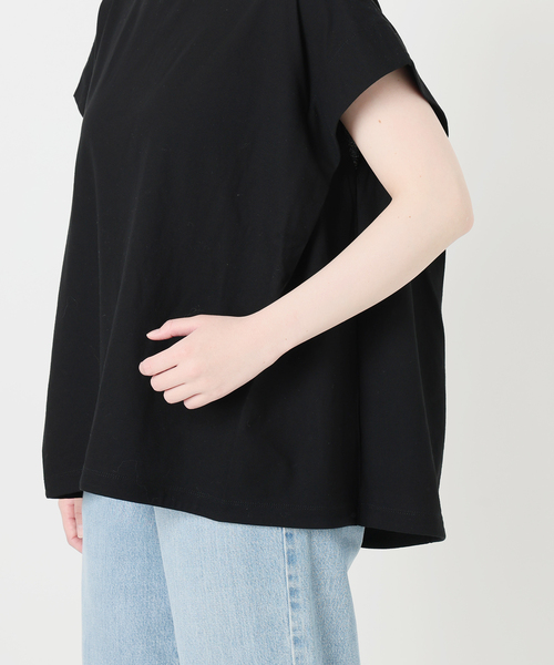IENA(イエナ)の「《追加/接触冷感》フレンチタックスリーブ ドロストTシャツ(Tシャツ/カットソー・レディース・ブラック/グレー・FREE)」の4枚目の写真