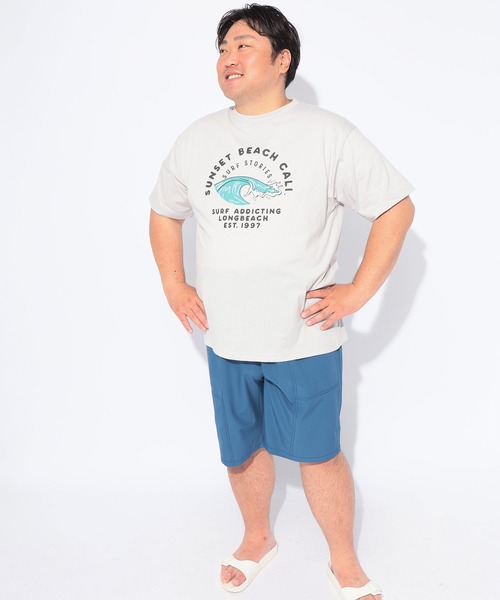 B&T CLUB（ビーティークラブ）の「Tシャツ 半袖 メンズ 大きいサイズ RETROSURFプリント クルーネック カットソー B＆T CLUB (ビーアンドティークラブ)（Tシャツ/カットソー・メンズ・ネイビー/ライトグレー・X2(4L～5L)/X4(8L～9L)/X3(6L～7L)/X1(3L～4L)）」の6枚目の写真