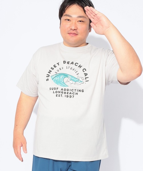 B&T CLUB（ビーティークラブ）の「Tシャツ 半袖 メンズ 大きいサイズ RETROSURFプリント クルーネック カットソー B＆T CLUB (ビーアンドティークラブ)（Tシャツ/カットソー・メンズ・ネイビー/ライトグレー・X2(4L～5L)/X4(8L～9L)/X3(6L～7L)/X1(3L～4L)）」の4枚目の写真