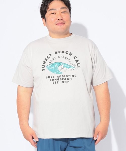 B&T CLUB（ビーティークラブ）の「Tシャツ 半袖 メンズ 大きいサイズ RETROSURFプリント クルーネック カットソー B＆T CLUB (ビーアンドティークラブ)（Tシャツ/カットソー・メンズ・ネイビー/ライトグレー・X2(4L～5L)/X4(8L～9L)/X3(6L～7L)/X1(3L～4L)）」の3枚目の写真