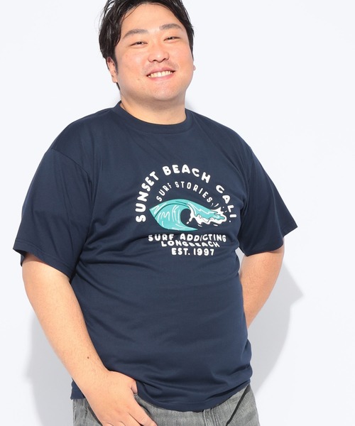 B&T CLUB（ビーティークラブ）の「Tシャツ 半袖 メンズ 大きいサイズ RETROSURFプリント クルーネック カットソー B＆T CLUB (ビーアンドティークラブ)（Tシャツ/カットソー・メンズ・ネイビー/ライトグレー・X2(4L～5L)/X4(8L～9L)/X3(6L～7L)/X1(3L～4L)）」の8枚目の写真