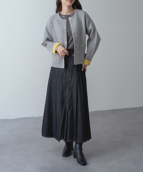refinedworks(リファインドワークス)の「【refinedworks】金ボタン ジャケット 風 ニット カーディガン(カーディガン/ボレロ・レディース・グリーン/グレー/ブラック・FREE)」の20枚目の写真