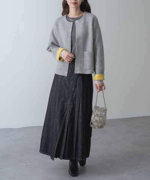 refinedworks(リファインドワークス)の「【refinedworks】金ボタン ジャケット 風 ニット カーディガン(カーディガン/ボレロ・レディース・グリーン/グレー/ブラック・FREE)」の21枚目の写真