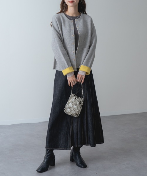 refinedworks(リファインドワークス)の「【refinedworks】金ボタン ジャケット 風 ニット カーディガン(カーディガン/ボレロ・レディース・グリーン/グレー/ブラック・FREE)」の22枚目の写真