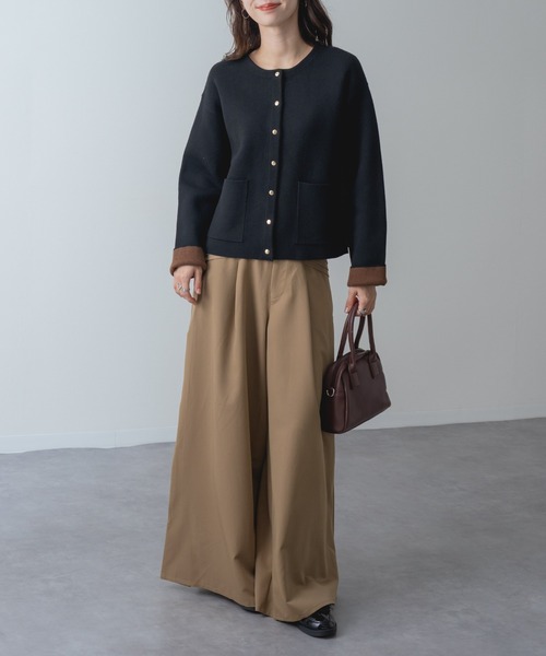 refinedworks(リファインドワークス)の「【refinedworks】金ボタン ジャケット 風 ニット カーディガン(カーディガン/ボレロ・レディース・グリーン/グレー/ブラック・FREE)」の11枚目の写真