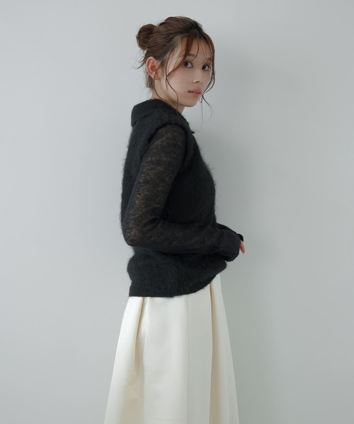 AMUU. PRECIEUSE(アムープレシューズ)の「モヘアポロニットベスト(ニット/セーター・レディース・ブラウン/オフホワイト/ブラック/グレー・FREE)」の11枚目の写真