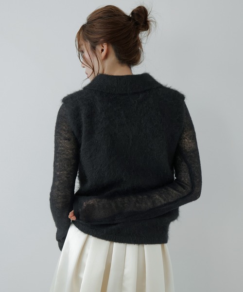 AMUU. PRECIEUSE(アムープレシューズ)の「モヘアポロニットベスト(ニット/セーター・レディース・ブラウン/オフホワイト/ブラック/グレー・FREE)」の12枚目の写真