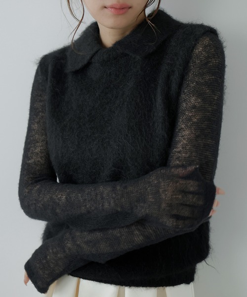 AMUU. PRECIEUSE(アムープレシューズ)の「モヘアポロニットベスト(ニット/セーター・レディース・ブラウン/オフホワイト/ブラック/グレー・FREE)」の15枚目の写真