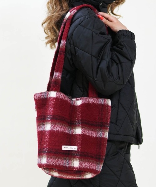 RIKKA FEMME(リッカファム)の「RIKKA FEMME/リッカファム トートバッグ チェックシャギートート RFA6F-0102(トートバッグ・レディース・レッド/グリーン/ベージュ・ONE)」の3枚目の写真