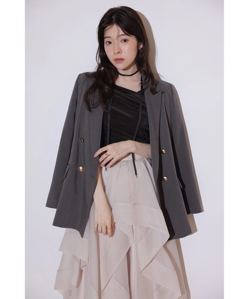 Rirandture(リランドチュール)の「ベロアオフショルトップス(シャツ/ブラウス・レディース・ダークブラウン/オフホワイト/ブラック・2)」の5枚目の写真