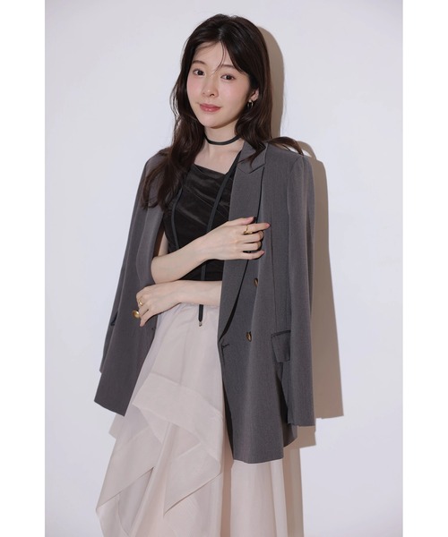 Rirandture(リランドチュール)の「ベロアオフショルトップス(シャツ/ブラウス・レディース・ダークブラウン/オフホワイト/ブラック・2)」の6枚目の写真