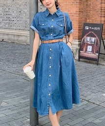 デニムシングルブレストワンピース