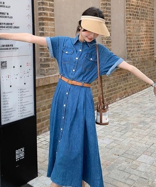 FAVORITO(ファヴォリート)の「デニムシングルブレストワンピース(ワンピース・レディース・ブルー/ダークブルー・F)」の20枚目の写真