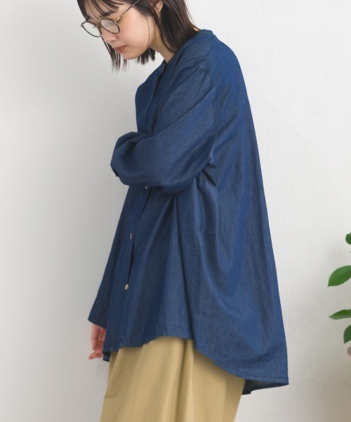 OMNES(オムネス)の「ヨーク切替胸刺繍シャンブレー長袖シャツ(シャツ/ブラウス・レディース・ライトブルー/ブルー・FREE)」の12枚目の写真