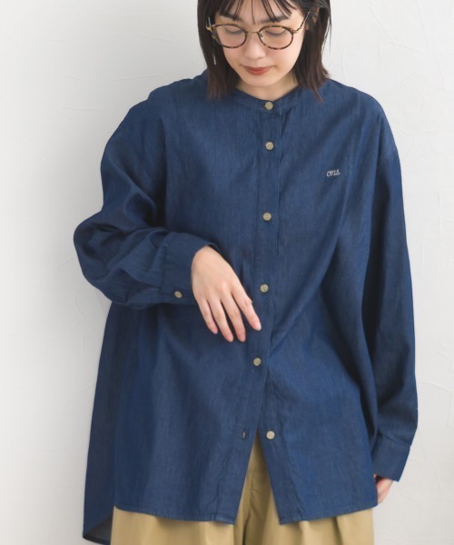 OMNES(オムネス)の「ヨーク切替胸刺繍シャンブレー長袖シャツ(シャツ/ブラウス・レディース・ライトブルー/ブルー・FREE)」の14枚目の写真