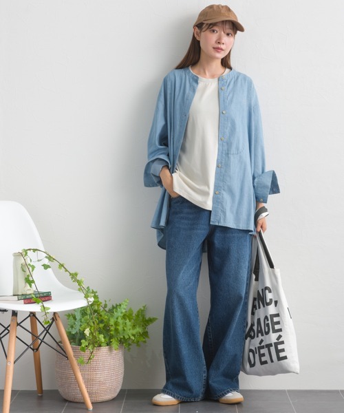 OMNES(オムネス)の「ヨーク切替胸刺繍シャンブレー長袖シャツ(シャツ/ブラウス・レディース・ライトブルー/ブルー・FREE)」の8枚目の写真