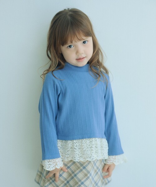 green label relaxing(グリーンレーベルリラクシング)の「チュール レース コンビ プルオーバー / キッズ 100cm-130cm(ニット/セーター・キッズ・ロイヤルブルー・110cm/130cm/100cm/120cm)」の1枚目の写真
