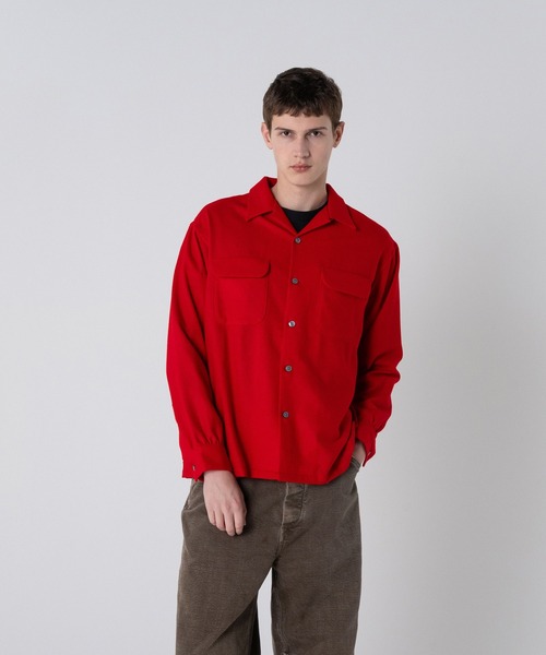 PENDLETON(ペンドルトン)の「尾州産ウールナイロン オープンカラーシャツ(シャツ/ブラウス・メンズ・ベージュ/グレー/レッド/グレー系その他/ブラウン/ホワイト×ブルー/レッド系その他・LARGE/MEDIUM/SMALL)」の6枚目の写真