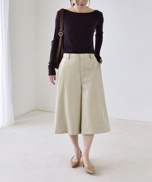 quaranciel(カランシエル)の「quaranciel:〈手洗い可能〉ウール ミックス シアー ボートネック プルオーバー(Tシャツ/カットソー・レディース・グレー/ホワイト/ブラック/パープル・38/40)」の14枚目の写真