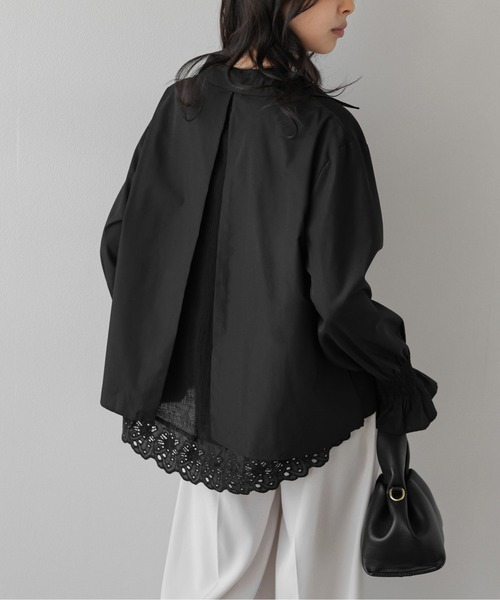 La-gemme(ラジェム)の「レースヘム スキッパーブラウス/レイヤード(シャツ/ブラウス・レディース・ブラック/ホワイト・フリー)」の11枚目の写真