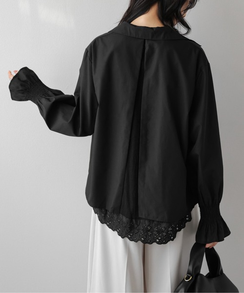 La-gemme(ラジェム)の「レースヘム スキッパーブラウス/レイヤード(シャツ/ブラウス・レディース・ブラック/ホワイト・フリー)」の13枚目の写真
