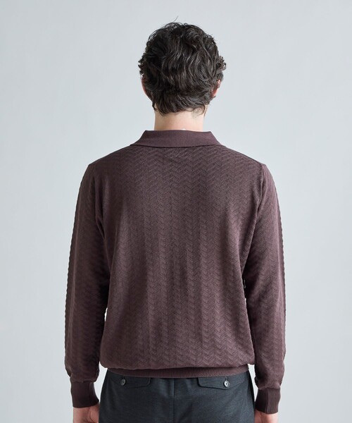 MEN'S BIGI（メンズビギ）の「《別注》COLE HAAN 14G変形ヘリンボンジャカードニットスキッパーポロ（ニット/セーター・メンズ・ブラック/ブラウン・01/03/02）」の19枚目の写真