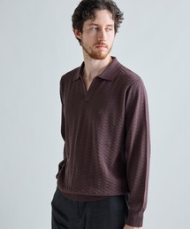 MEN'S BIGI | 《別注》COLE HAAN 14G変形ヘリンボンジャカードニットスキッパーポロ(ニット/セーター)