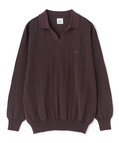 MEN'S BIGI（メンズビギ）の「《別注》COLE HAAN 14G変形ヘリンボンジャカードニットスキッパーポロ（ニット/セーター・メンズ・ブラック/ブラウン・01/03/02）」の8枚目の写真