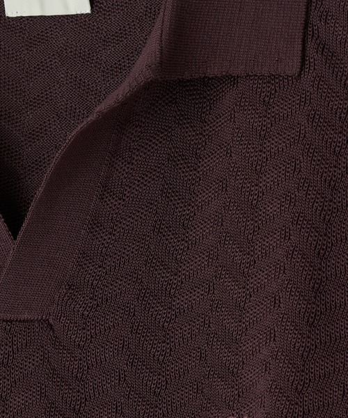 MEN'S BIGI（メンズビギ）の「《別注》COLE HAAN 14G変形ヘリンボンジャカードニットスキッパーポロ（ニット/セーター・メンズ・ブラック/ブラウン・01/03/02）」の13枚目の写真