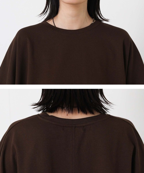 Gready Brilliant(グレディブリリアン)の「リバークロスクルー5分袖(Tシャツ/カットソー・レディース・ブラック/ブラウン・FREE)」の9枚目の写真