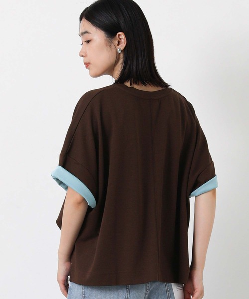 Gready Brilliant(グレディブリリアン)の「リバークロスクルー5分袖(Tシャツ/カットソー・レディース・ブラック/ブラウン・FREE)」の15枚目の写真