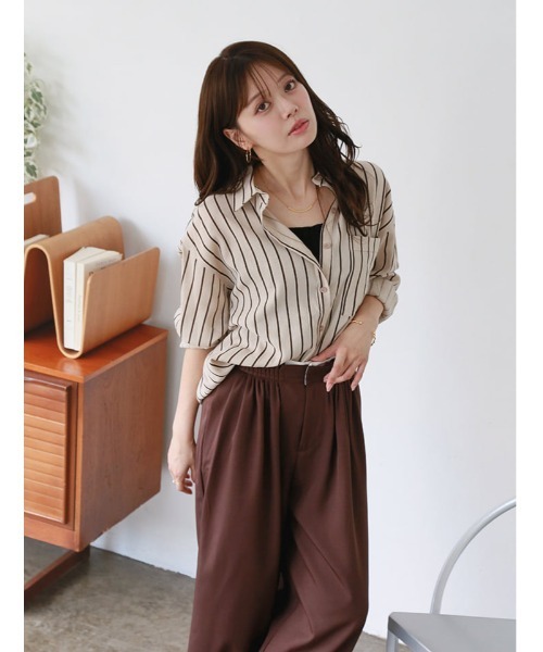 fifth(フィフス)の「マルチストライプルーズフィットシャツ(シャツ/ブラウス・レディース・ブルー/ピンク/ホワイト/ベージュ・M)」の6枚目の写真