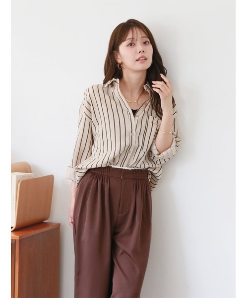 fifth(フィフス)の「マルチストライプルーズフィットシャツ(シャツ/ブラウス・レディース・ブルー/ピンク/ホワイト/ベージュ・M)」の10枚目の写真
