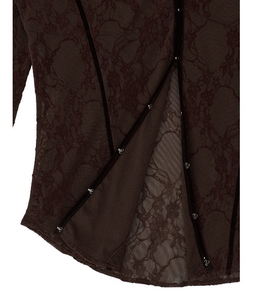 Ameri(アメリ)の「SHEER FLOCKY ROUND HEM TOPS(Tシャツ/カットソー・レディース・ブラック/ブラウン・MEDIUM/SMALL)」の6枚目の写真