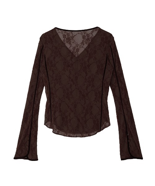 Ameri(アメリ)の「SHEER FLOCKY ROUND HEM TOPS(Tシャツ/カットソー・レディース・ブラック/ブラウン・MEDIUM/SMALL)」の7枚目の写真